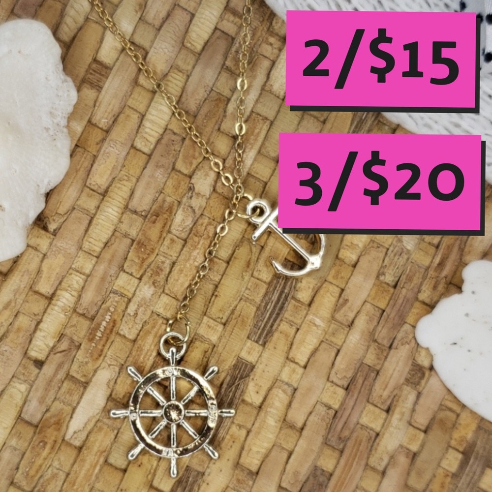 2/$15 NWT fashion anchor and shipswheel necklace